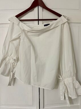Maddison  White Off-Shoulder Tie-Sleeve Blouse